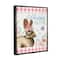 Stupell Industries Happy Easter Floral Gingham Rabbit Floater Framed Art
